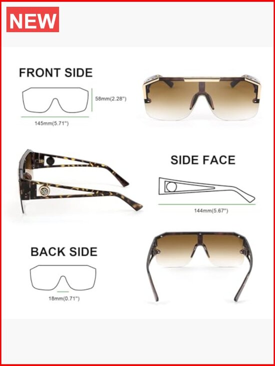 Square Oversized Shield Sunglasses UV400 Protection Polarized Unisex main image 5